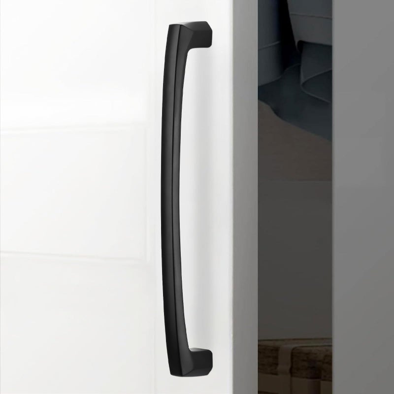POVEFONK 10 عبوات 7.5 بوصة (192 مم) مقابض خزانة مطبخ سوداء غير لامعة، تسحب درج أسود، مقابض أدوات خزانة المطبخ، مقابض خزانة الملابس - Image 3
